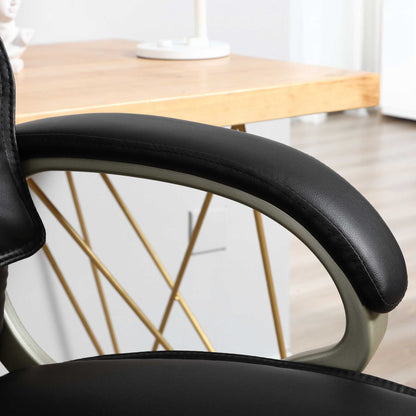 Bureaustoel – Office Chair – Ergonomische Stoel – Draaistoel – Desk Chair – Met Schommelfunctie – Zwart Kunstleer – Metalen Frame – Hoge Rugleuning – 70x58x114–124 cm