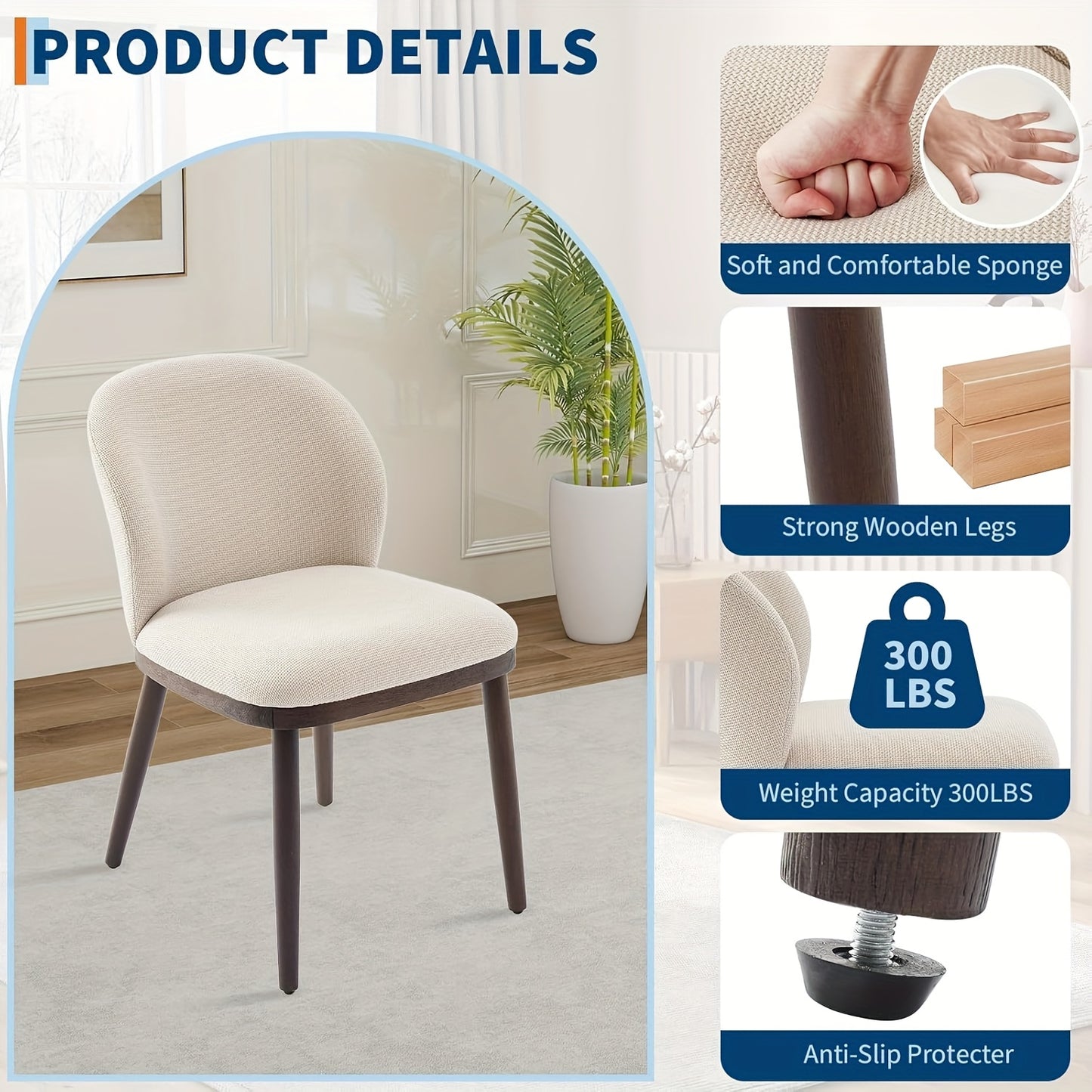 Eetkamerstoel – Stoel – Kuipstoel – Meubel – Keukenstoel – Modern Scandinavisch Design – Ergonomische Rugleuning – Houten Poten 120 kg Draagkracht