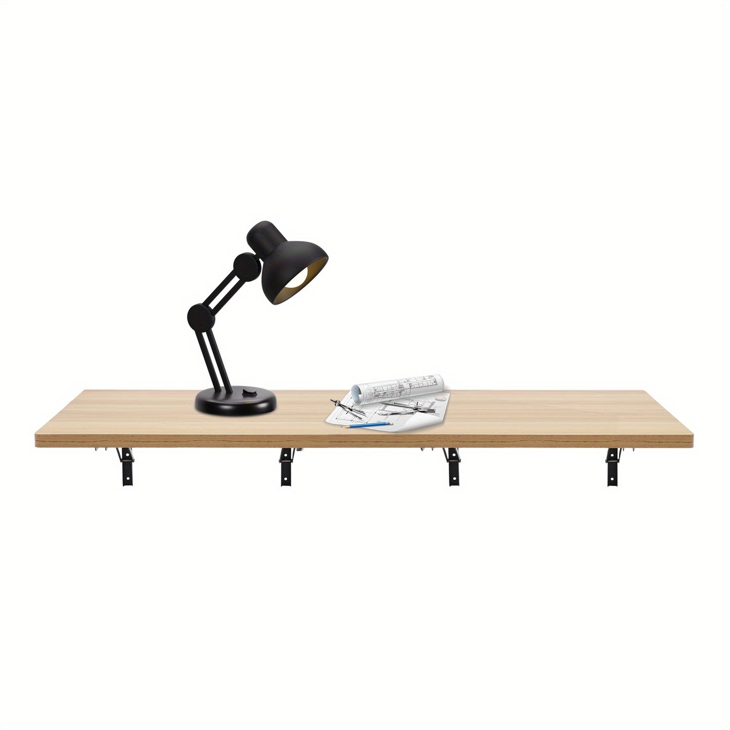 2pcs Wall Mounted Foldable Workbench with Heavy-Duty Metal Frame & Wood-Like Surface - Space-Saving Foldable Design, 29.94 KG Capacity, 59.94cm Wide Work Surface, Adjustable Height, Easy Install for Workshop, Garage, Home Off