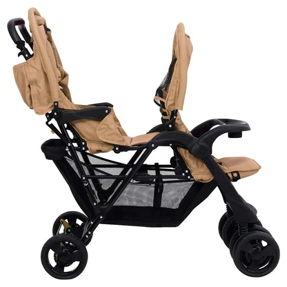 Tandem Buggy – Duo Buggy – Dubbele Kinderwagen – Tweelingwagen – Duobuggy – Stalen Frame – Verstelbare UV-Zonnekap – Opvouwbaar