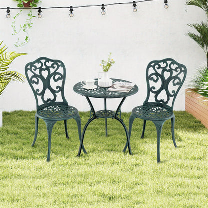 Bistroset – Tuinset – Balkonset – Bistrotafel – Buitenmeubel – Weerbestendig Gegoten Aluminium – Inclusief Parasolhouders