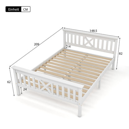Tweepersoonsbed – Bedframe – Opbergbed – Slaapbank – Ledikant – Massief Dennehout – Vintage Design – 140x200 cm