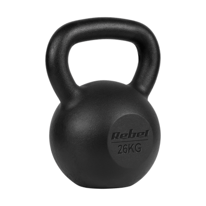 26 kg Kettlebell – Gewicht – Dumbbell – Fitnessgewicht – Gietijzeren Halter – Gietijzer – Ergonomisch Handvat – Vlakke Onderkant