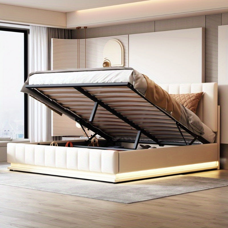 Tweepersoons Bedframe – Slaapbank – Bedframe Met Hoofdbord – Boxspringvloer – Bedframe 160x200cm – Verstelbaar Hoofdbord – Stevig Metalen Lattenbodem