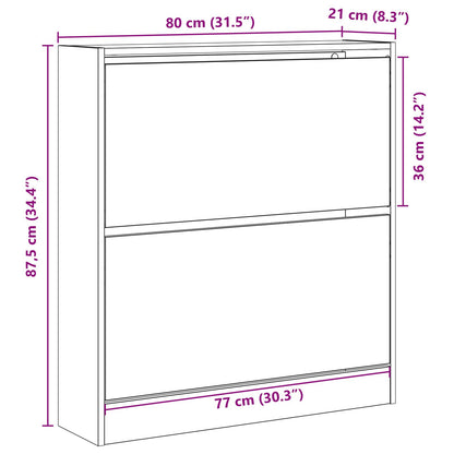 Schoenenkast – Schoenenrek – Schoenenopberger – Schoenenkastje – Schoenendisplay – Zwart Eikenhout – Flip-Drawer Systeem – Compact 80x21x87,5 cm – Ruimtebesparend Design