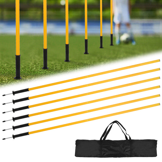 Voetbal Trainingspalen – Agility Poles – Slalom Pionnen – Wendbaarheid Spelershulpmiddel – 6 Stuks Set – 180 cm Lang – Duurzaam Kunststof – Inclusief Draagtas