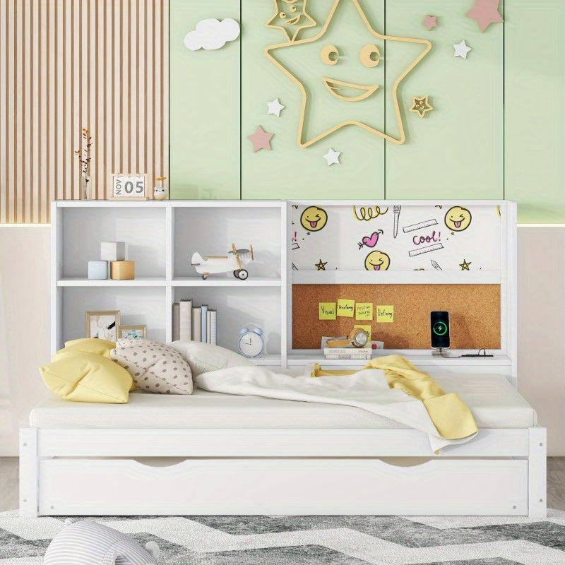 Slaapbank – Bedbank – Logeerbed – Sofa Bed – Bedbank Met Opbergruimte – Wit – Uitklapbaar – Met Duurzaam Metalen Frame – Geen Montage Nodig