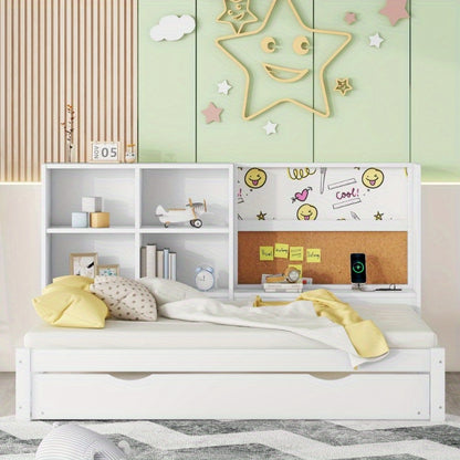 Slaapbank – Bedbank – Logeerbed – Sofa Bed – Bedbank Met Opbergruimte – Wit – Uitklapbaar – Met Duurzaam Metalen Frame – Geen Montage Nodig