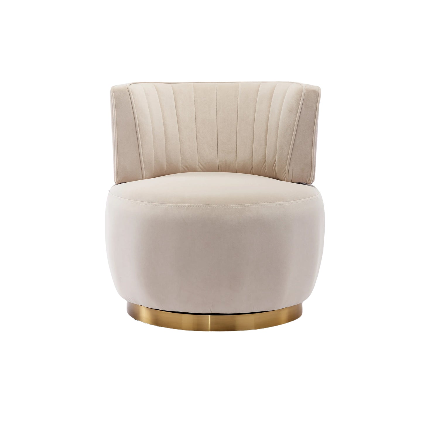 Draaifauteuil – Bureaustoel – Loungefauteuil – Swivel Chair – Fauteuil Beige – 360° Rotatie – Fluweelzachte Bekleding