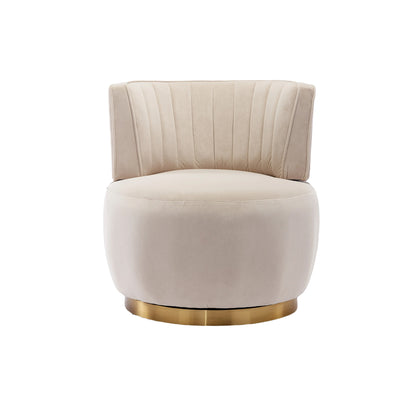 Draaifauteuil – Bureaustoel – Loungefauteuil – Swivel Chair – Fauteuil Beige – 360° Rotatie – Fluweelzachte Bekleding