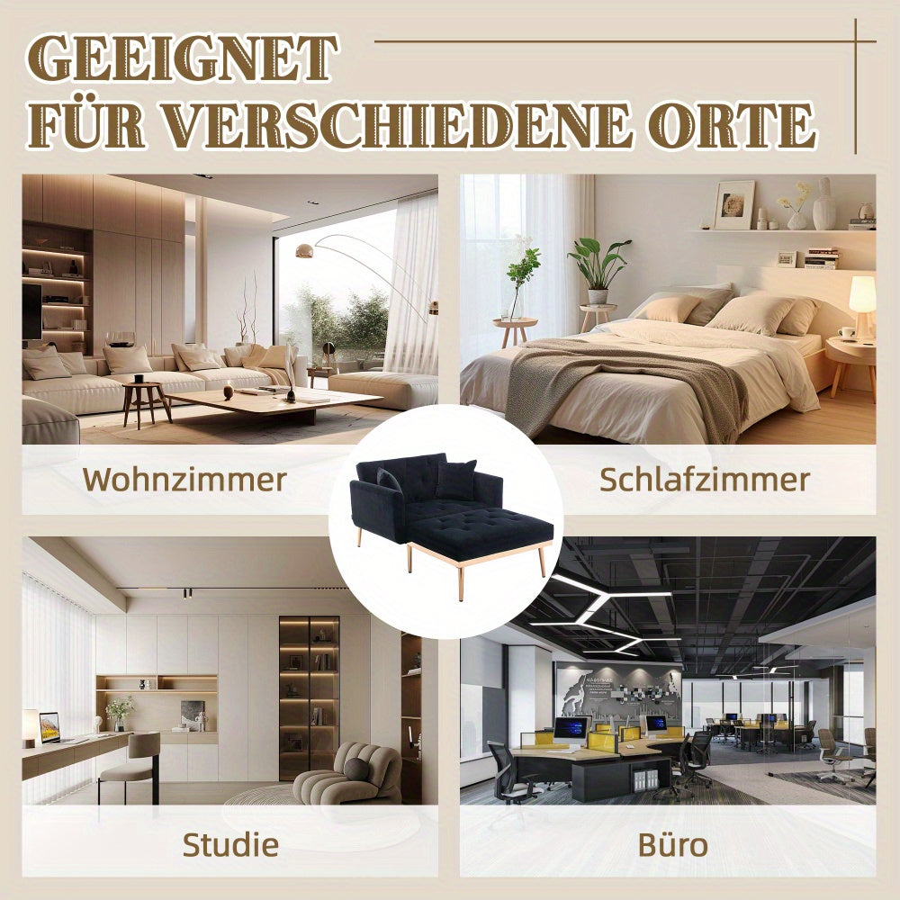 Relaxstoel – Verstelbare Fauteuil – Loungestoel – Schommelstoel – Ligstoel – Zwart Fluweel – Verstelbare Rugleuning 3 Standen – Robuust Metalen Frame 220 kg Draagkracht