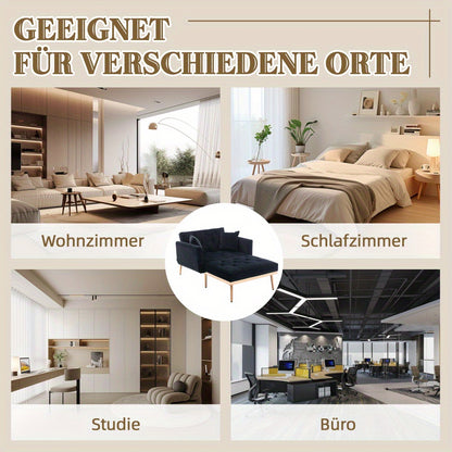 Relaxstoel – Verstelbare Fauteuil – Loungestoel – Schommelstoel – Ligstoel – Zwart Fluweel – Verstelbare Rugleuning 3 Standen – Robuust Metalen Frame 220 kg Draagkracht