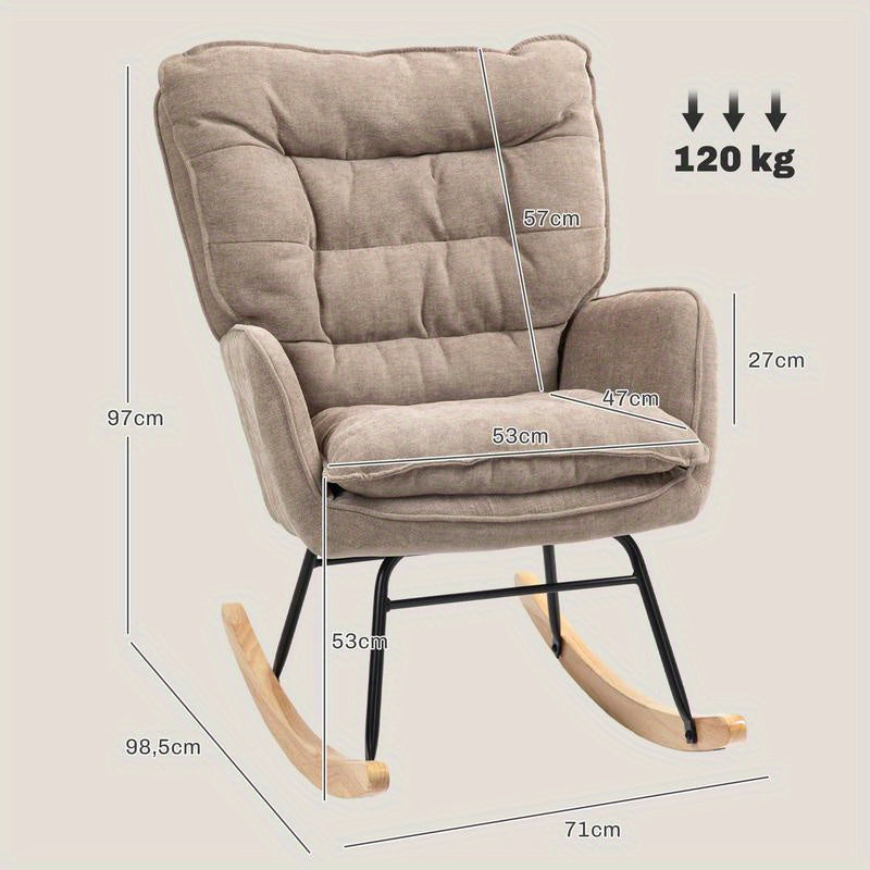 Loungefauteuil – Relaxstoel – Schommelstoel – Zithoekstoel – Ergonomische Stoel – Ergonomisch Ontwerp – Duurzaam Hardhout en Metaal