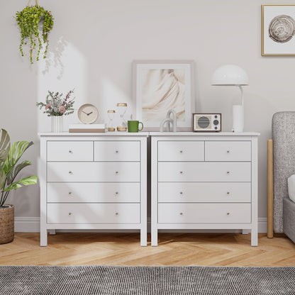 Ladekast – Ladenkast – Commode – Opbergkast – Dressoir – MDF Materiaal – Stil Sluitmechanisme – Anti-Kantelbeveiliging – Wit – Compact 80 cm Hoog