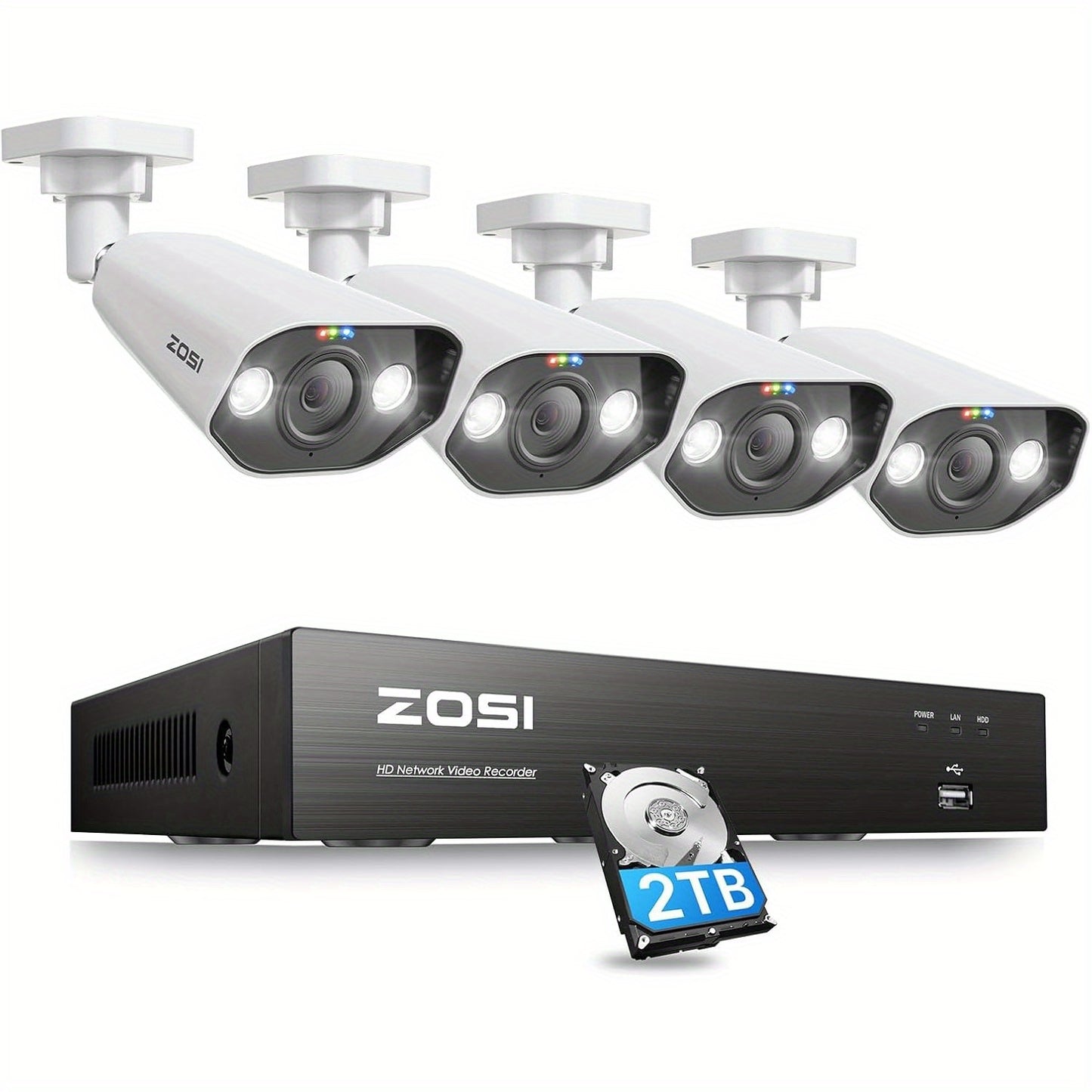 4K PoE Beveiligingssysteem – Beveiligingscamera – CCTV Systeem – Surveillance Set – IP Camera – 4 Camera’s – 2TB HDD – Kleur Nachtzicht & Personen- en Voertuigdetectie