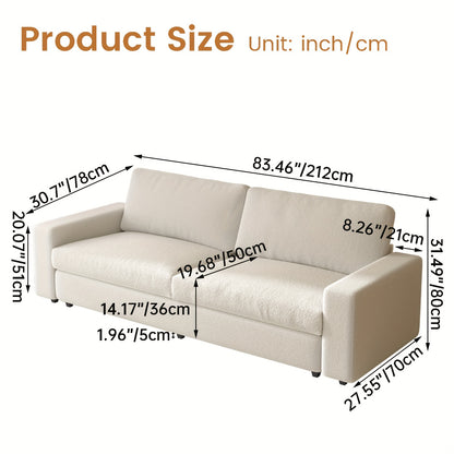 2-Zits Bank – Tweezitsbank – Slaapkamerbank – Woonkamerbank – Loungebank – Crèmekleurig Beige – Extra Lang Zitvlak – Zachte Armleuningen