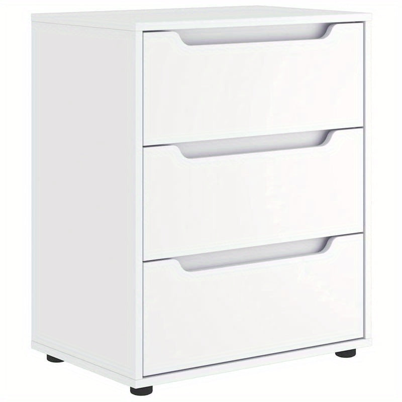 Visnes Blanc 60x40x73cm Wooden Storage Cabinet - Freestanding 3-Tier Shelf with Lockable Drawers, Modern Minimalist Design for Home Office, Bedroom, Living Room - High-Quality Wood, Easy Assembly, Storage Furniture, Minimalis
