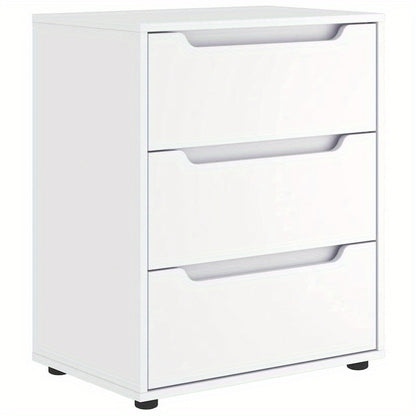Visnes Blanc 60x40x73cm Wooden Storage Cabinet - Freestanding 3-Tier Shelf with Lockable Drawers, Modern Minimalist Design for Home Office, Bedroom, Living Room - High-Quality Wood, Easy Assembly, Storage Furniture, Minimalis