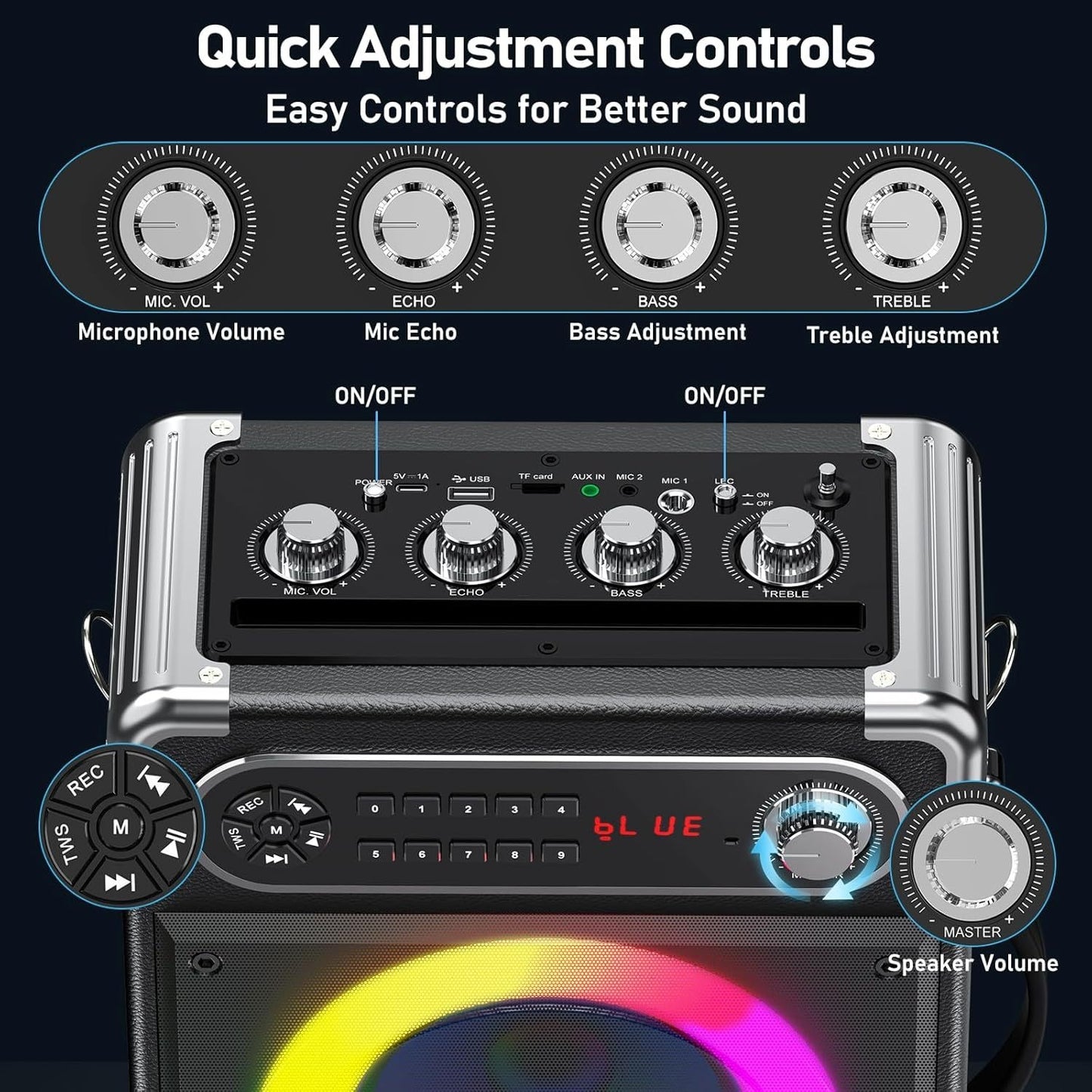 Draadloze Speaker – Bluetooth Speaker – Draagbare Speaker – Karaoke Speaker – Party Speaker – 200W Stereo Geluid – Karaoke Met 2 Microfoons