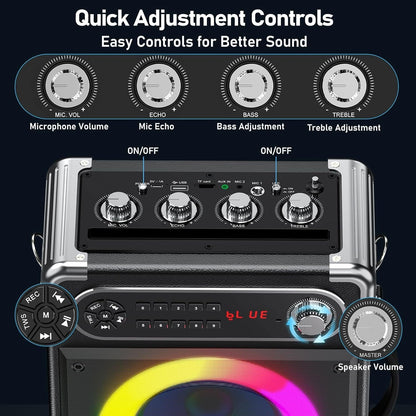 Draadloze Speaker – Bluetooth Speaker – Draagbare Speaker – Karaoke Speaker – Party Speaker – 200W Stereo Geluid – Karaoke Met 2 Microfoons