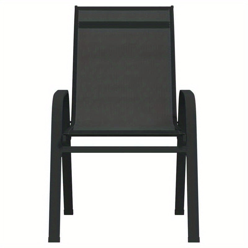 Tuinstoelen – Tuinstoelen – Stapelbare Stoelen – Terrasstoelen – Buitenstoelen – Set van 6 – Grenenhouten Frame – Zwart Textilene Zitvlak