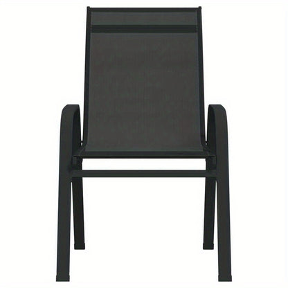 Tuinstoelen – Tuinstoelen – Stapelbare Stoelen – Terrasstoelen – Buitenstoelen – Set van 6 – Grenenhouten Frame – Zwart Textilene Zitvlak