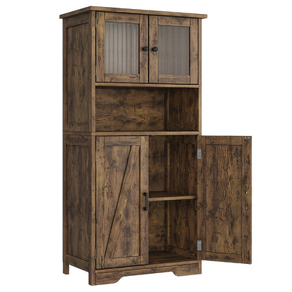 170.18 cm High Bathroom Storage Cabinet Freestanding Bathroom Storage Cabinet with 4 Doors And Adjustable Shelves for Living Room, Dining Room, Entryway, Home Organization, Entryway Organizer, Spacesaving Furniture, Sleek Cab