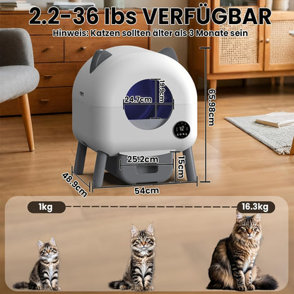 Kattenbak – Kattentoilet – Zelfreinigende Bak – Automatische Kattenbak – Kattenbak Open Top – Stil & Veilig – Geschikt Voor Meerdere Katten – Geurvrij Afvalbeheer