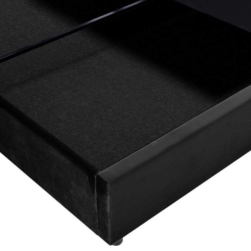 Boxspringbed – Tweepersoonsbed – Opbergbox – Hydraulisch Bed – Stalen Bodem – 140x200 cm – Verstelbaar Hoofdeinde – Inclusief Matras – Zwart Modern Design