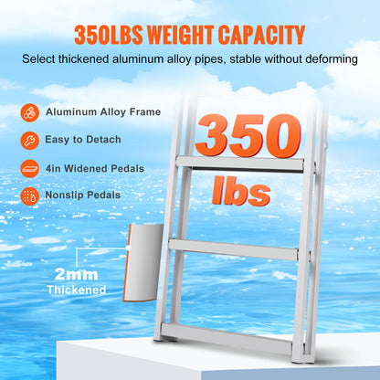 Steigerladder – Steigertrap – Bootladder – Dockladder – Aluminium Ladder – Verstelbare Hoogte 170-200 cm – 5 Antislip Treden