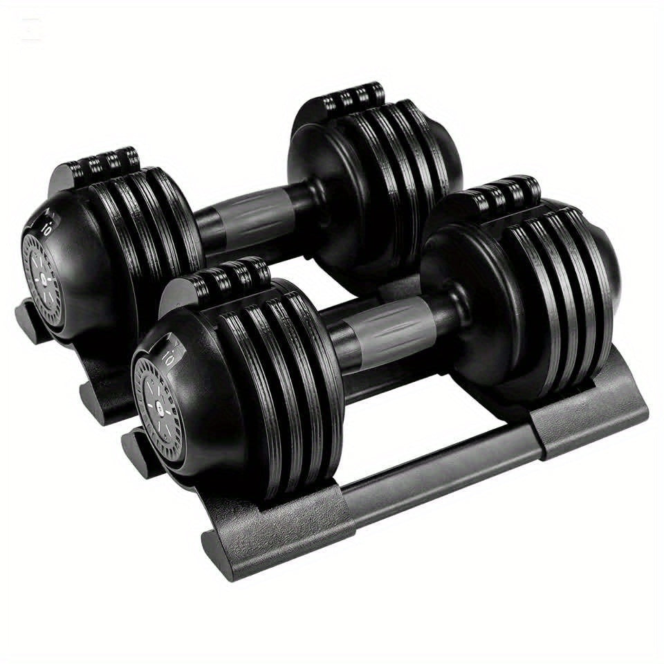 2pcs 10kg Dumbbells with Base, Adjustable Weight, Non-slip Handle, Total Weight 20kg, with Base to Prevent Rolling, Suitable for Home, Office, Gym, Body Training