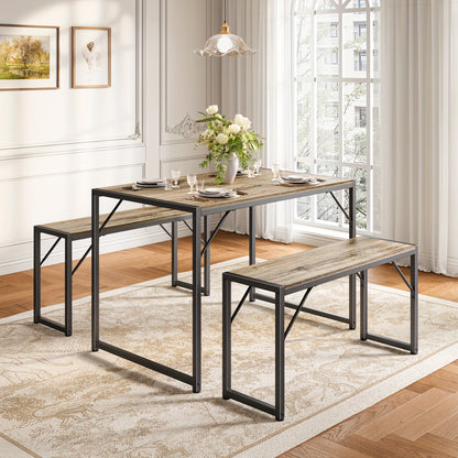 Eettafelset – Eethoek – Eetkamerset – Keukentafel – Zitgroep – 4 Personen – Waterbestendig Tafelblad – Industrieel Stalen Frame