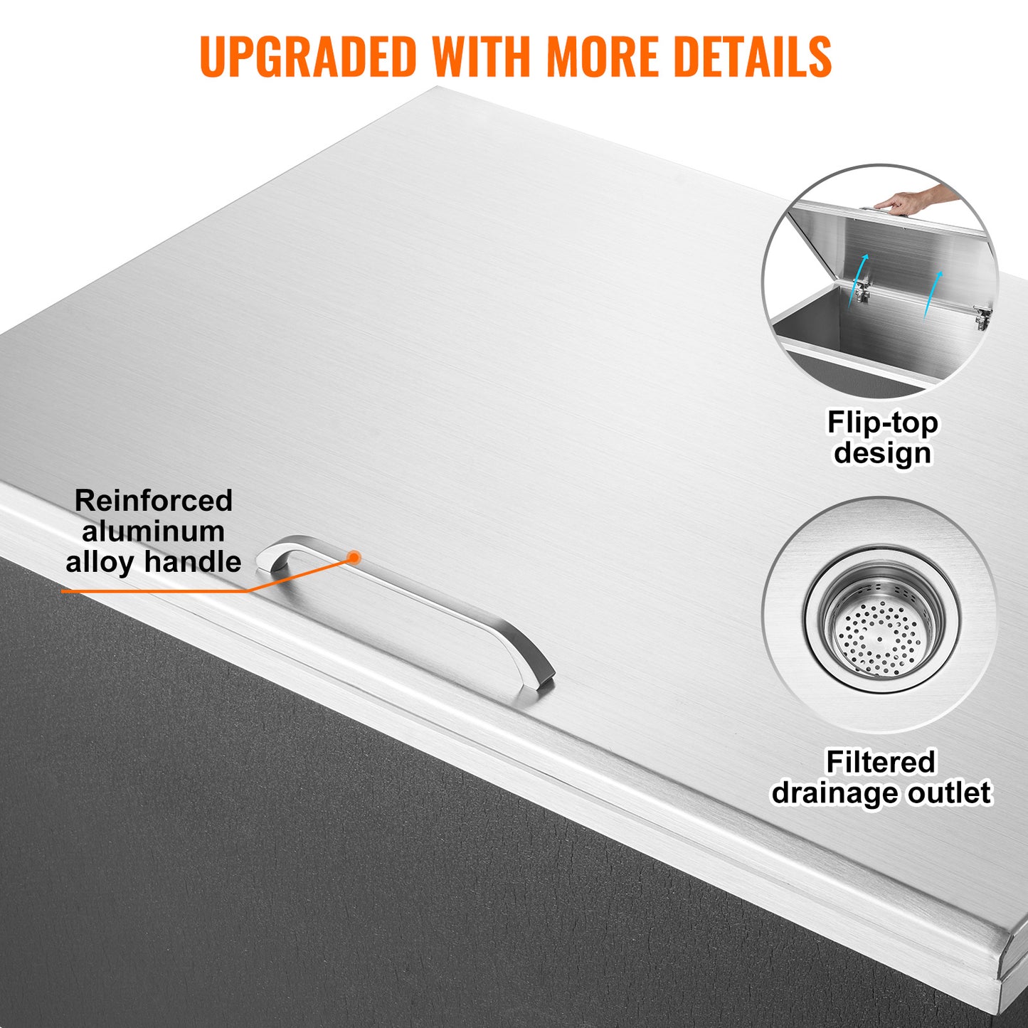 Ijskist – Koelbox – IJscontainer – IJskoeler – Inbouw Ijsvak – RVS 107,8L Capaciteit – 20mm PU Isolatie