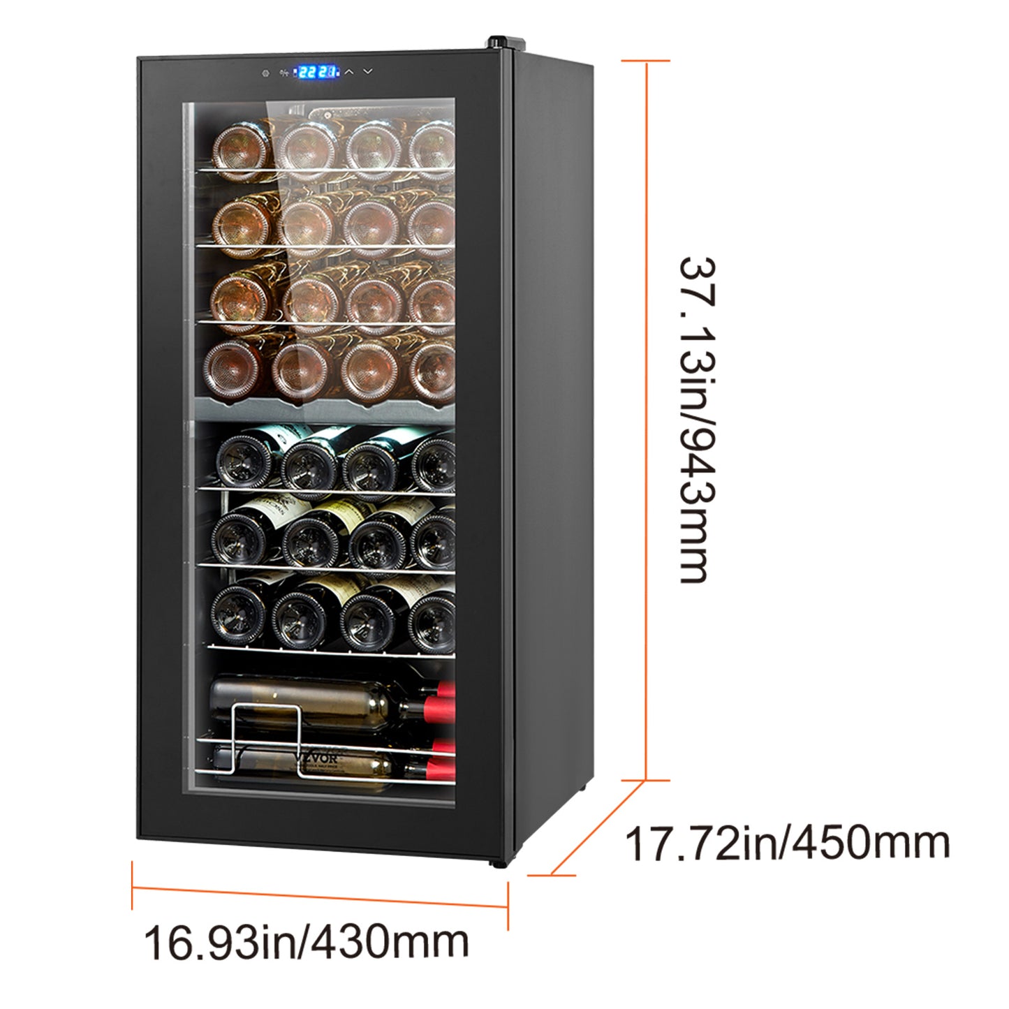 Wijnkoelkast – Wijnkoeler – Wijnklimaatkast – Vrijstaande Koelkast – Drinkkoeler – 32 Flessen – Twee Temperatuurzones – LED Verlichting