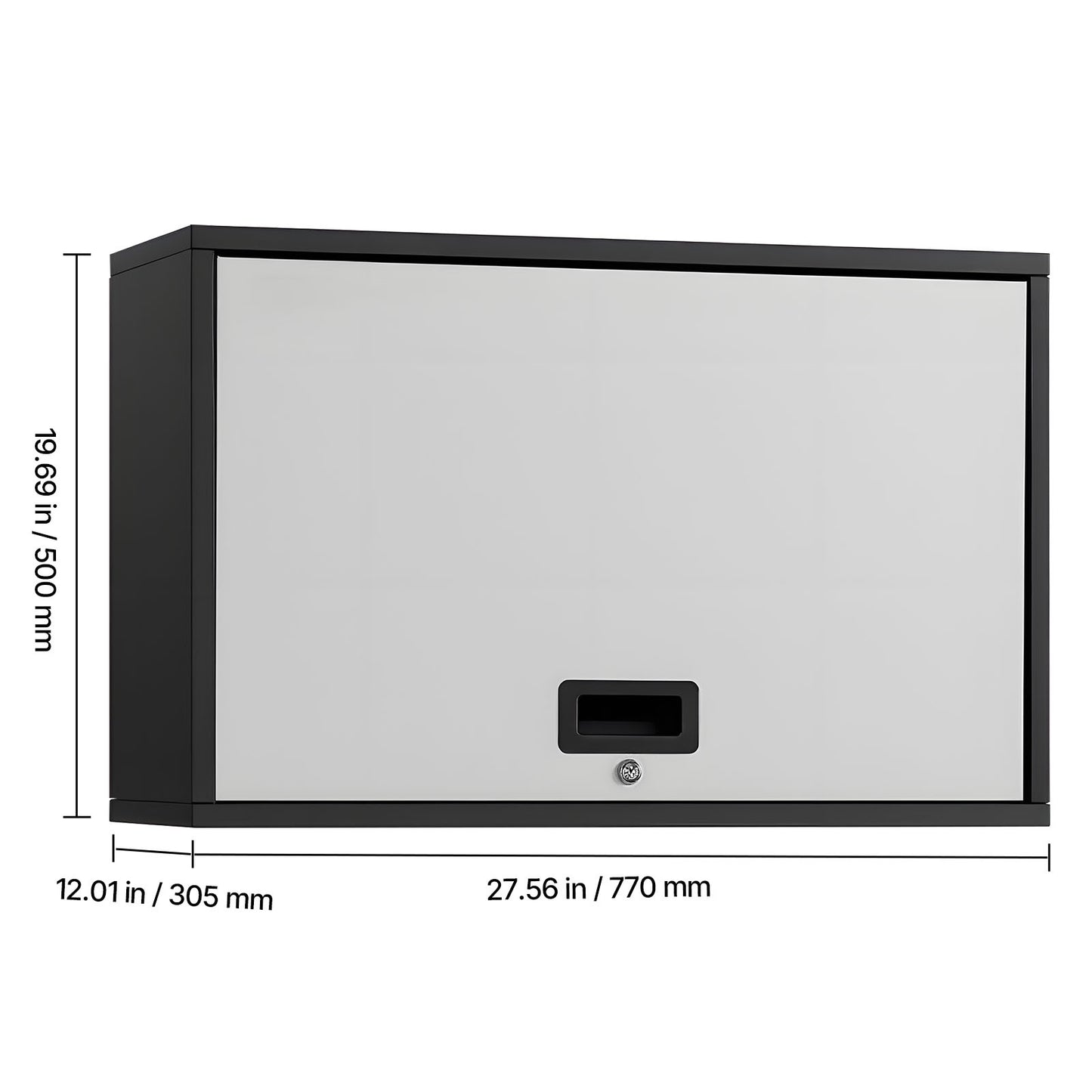 Metalen Wandkast – Geïntegreerde Opberger – Klapdeurkast – Garagekast – Werkplaatskast – Zwart – Space-saving Design – Stevig Koudgewalst Staal