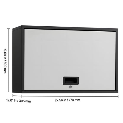 Metalen Wandkast – Geïntegreerde Opberger – Klapdeurkast – Garagekast – Werkplaatskast – Zwart – Space-saving Design – Stevig Koudgewalst Staal