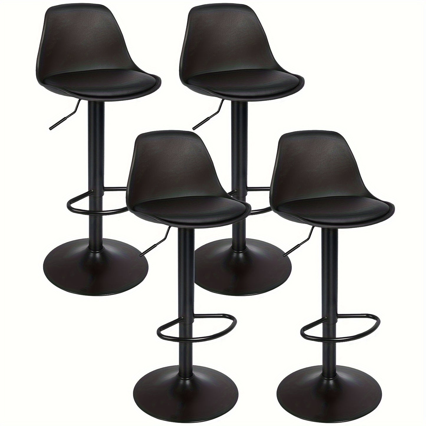 Barkruk – Barstoel – Barstoelen – Keukenstoel – Barmeubel – Verstelbare Zithoogte – Draaibare PU Leren Zitting – Set van 4 – Met Stalen Onderstel – Modern Design