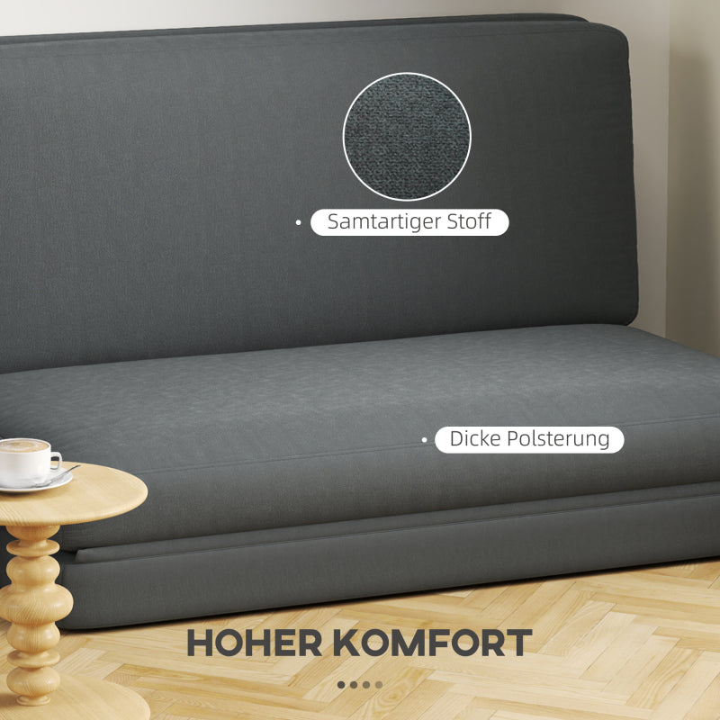 Slaapbank – Bedbank – Sofa – Slaapstoel – 3-in-1 Opvouwbaar – Donkergrijs – Draagvermogen 240 kg – Zachte Dikke Bekleding