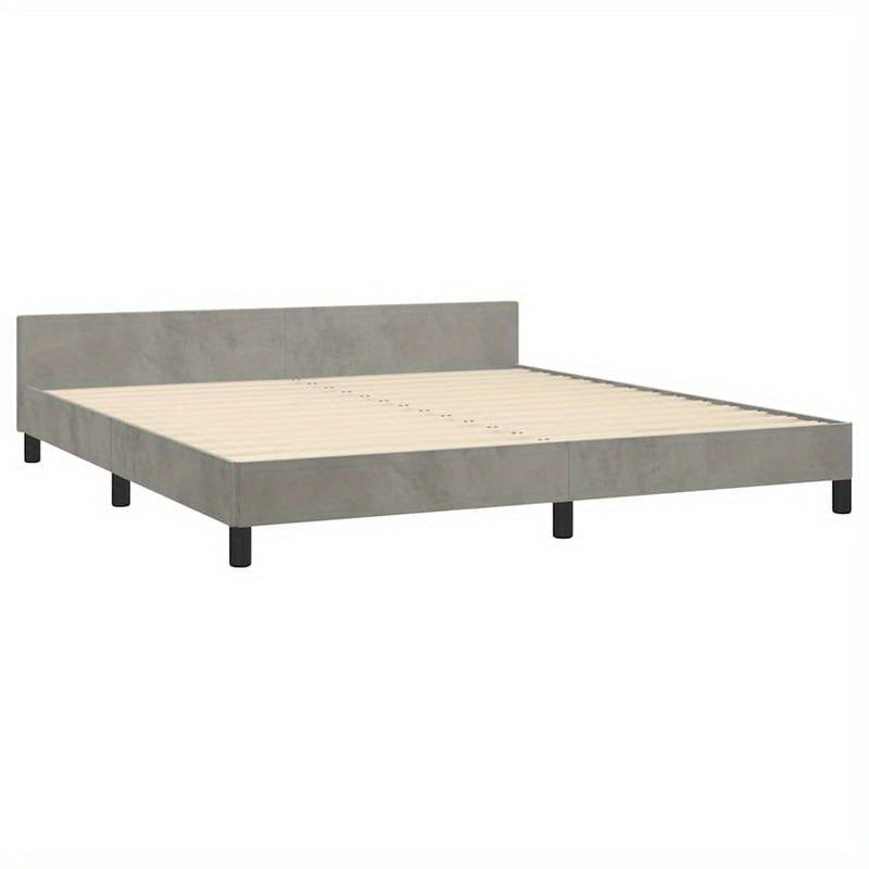 Bedframe – Bed – Tweepersoonsbed – Bedbodem – Slaapbank – Lichtgrijs Velvet – 180x200 cm – Stevig Houten Frame