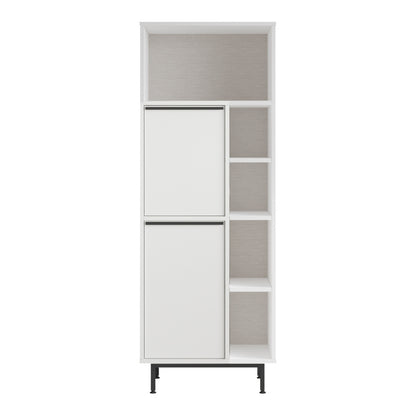 Keukenkast – Opbergkast – Dressoir – Kast – Meubel – Wit – 162x60x36 cm – Stevig Met Metalen Poten – Veel Opbergruimte Met 2 Deuren En Open Vakken