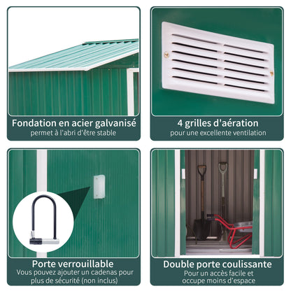 Tuinhuisje – Tuinschuur – Gereedschapsschuur – Tuinkast – Berging – Gegalvaniseerd Staal – 2,42 m² Opbergruimte – Dubbele Deuren met Hangslot