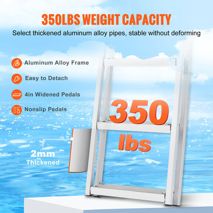 VEVOR Aluminum Dock Ladder Boat Dock Ladder Removable 4 Steps with 350lbs Load
