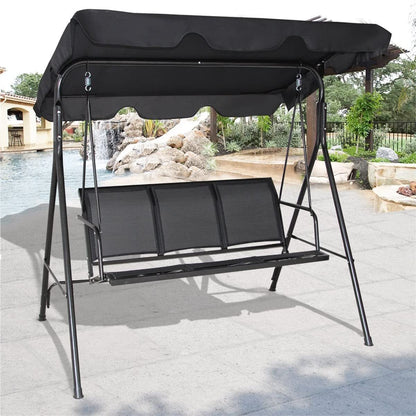Tuinschommel – Schommelbank – Tuinbank – Lounge Schommel – Buitenschommel – 3-Persoons – Stalen Frame – UV-Beschermde Zonnekap