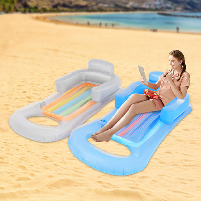 Drijvende Stoel – Drijvende Ligstoel – Lounge Stoel – Waterhangmat – Zwembad Ligbed – Set van 2 – Groot Formaat 160x84 cm – Duurzaam PVC Met Rugleuning & Armsteunen
