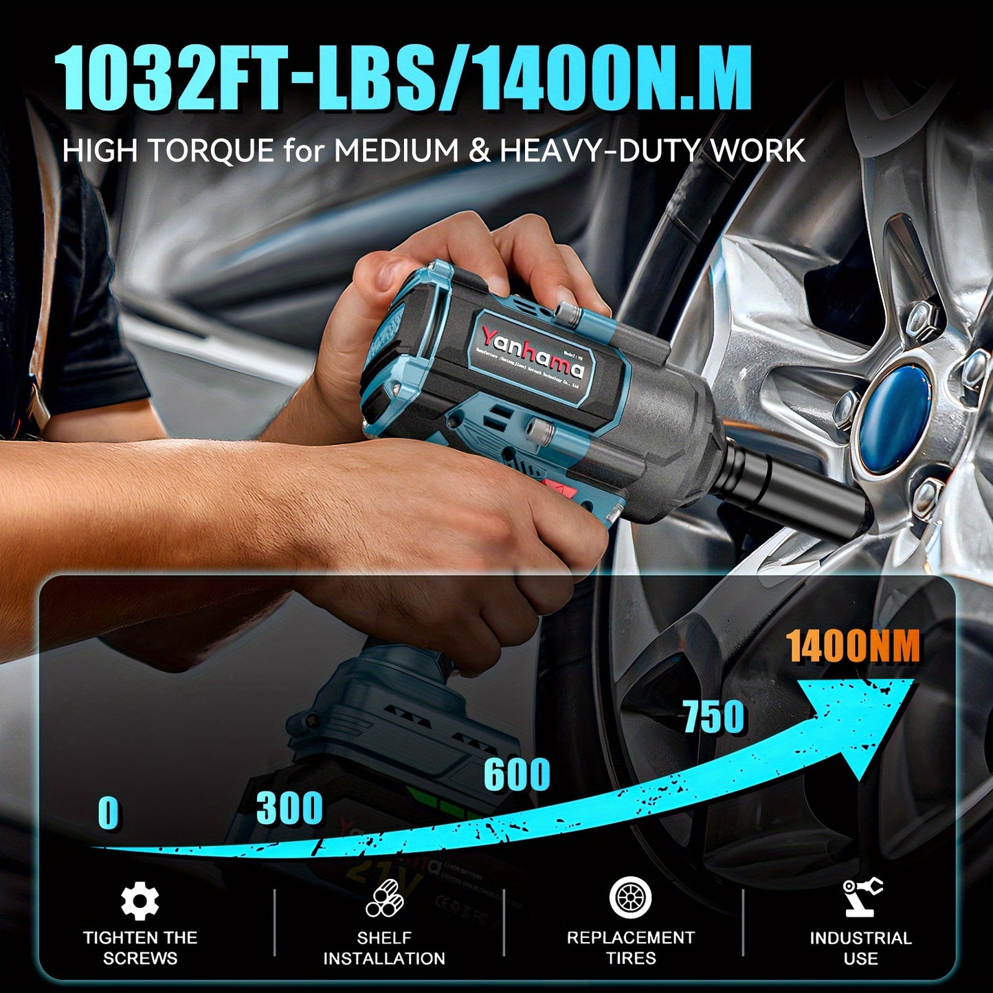 Elektrische Slagschroevendraaier – Accuschroevendraaier – Impact Wrench – Slagschroefmachine – Draadloze Schroevendraaier – 21V Brushless Motor – 4000mAh Lithium-ion Accu – Blauw
