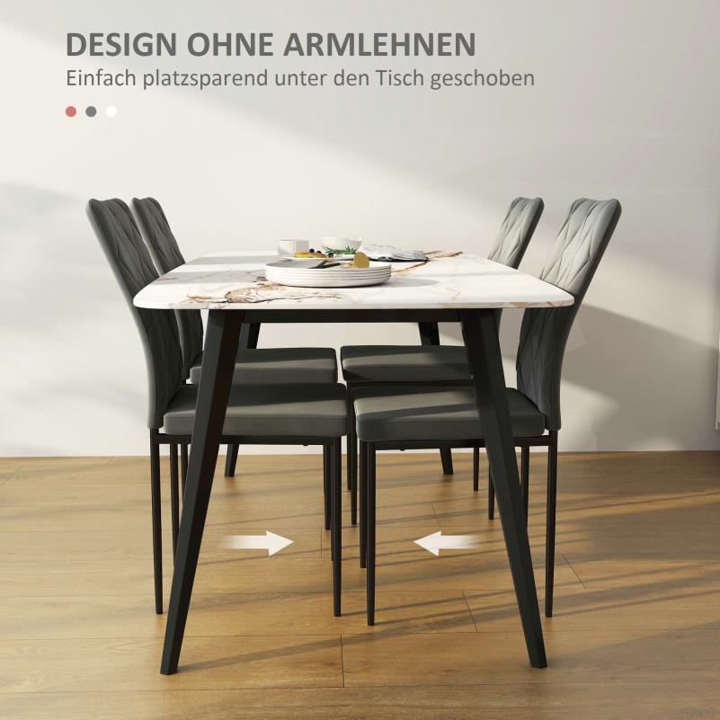Eetstoel – Eetkamerstoel – Kuipstoel – Stoel – Stoeltjes – Set Van 4 – Velvet Stof – Met Armleuningen – Metalen Poten – Donkergrijs – Comfortabele Rugleuning