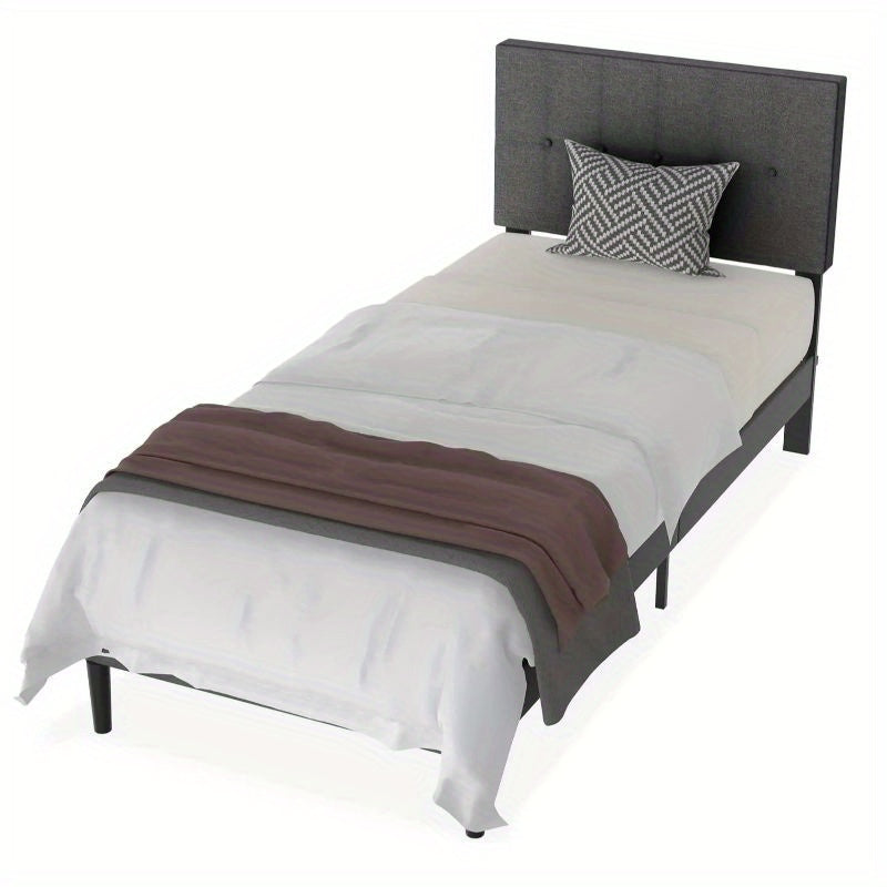 Metalen Bedframe – Stalen Bed – Bedframe Met Kunstleer Hoofdbord – Logeerbed – Jongenskamer Bed – 160x200 cm – Stevig Metalen Frame – Inclusief Lattenbodem