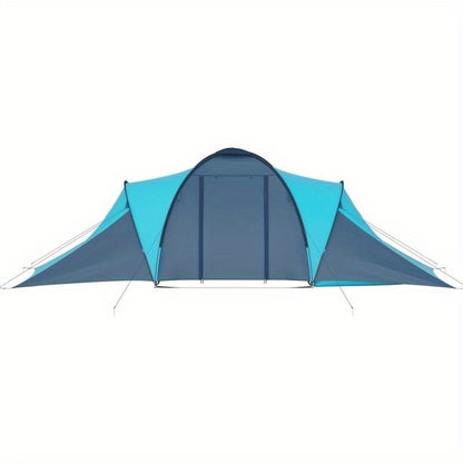 6-Persoons Campingtent – Bivak Tent – Kampeertent – Outdoor Tent – Backpack Tent – Lichtgewicht PVC – Hexagonaal Design – Blauw-Wit Gestreepte Binnenkant – Duurzaam Met Stabiele Stokken