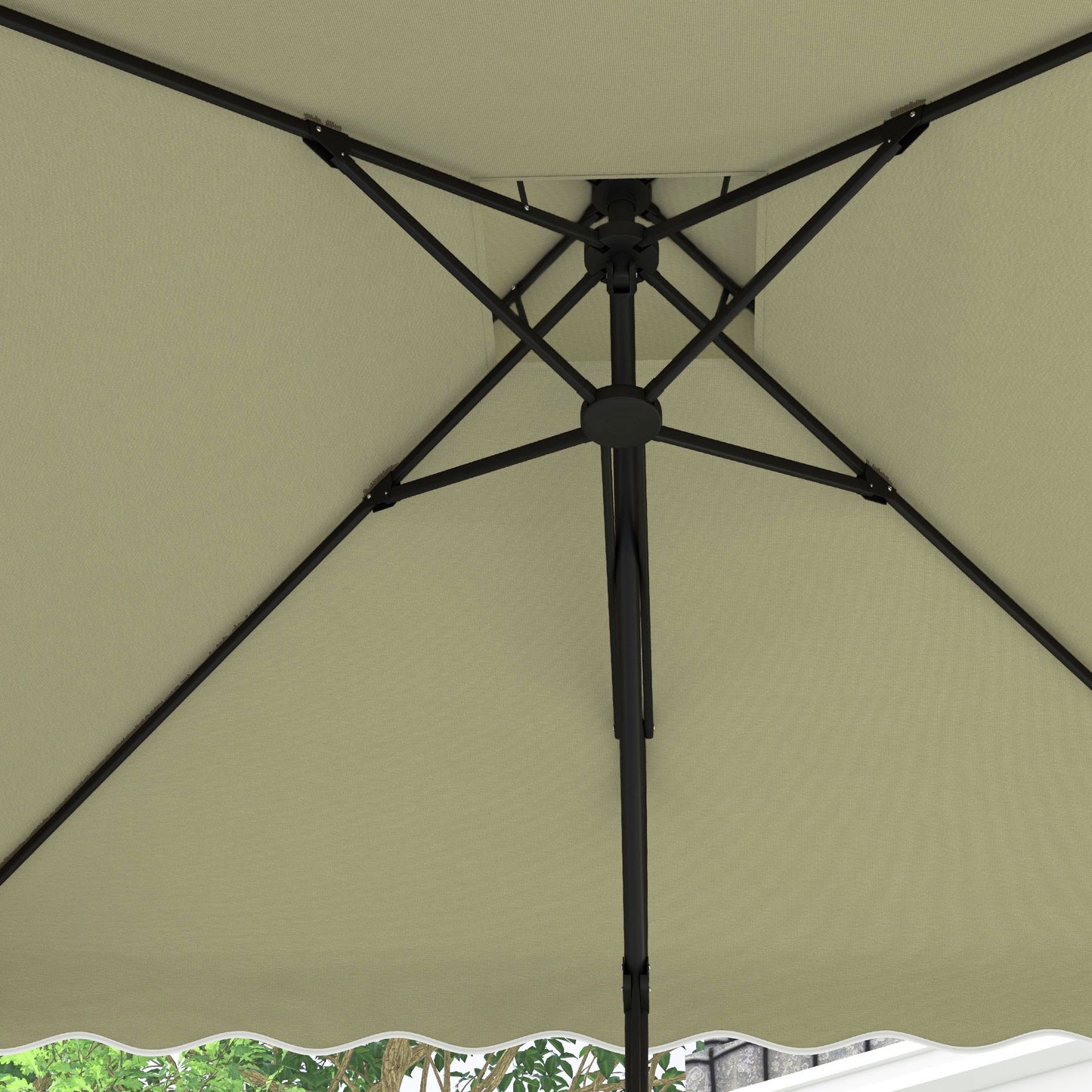 Parasol – Tuinparasol – Balkonparasol – Stokparasol – Terrasparasol – Decentraal Zijpaal – 2,5x2,5 m – Metalen Frame – Beige Polyester – Kruisvoet – Slingerbediening