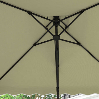 Parasol – Tuinparasol – Balkonparasol – Stokparasol – Terrasparasol – Decentraal Zijpaal – 2,5x2,5 m – Metalen Frame – Beige Polyester – Kruisvoet – Slingerbediening
